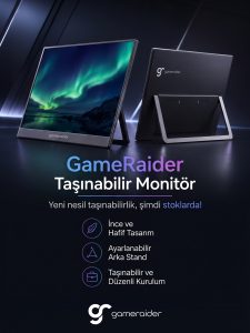 Yırtılabilir oyun monitörü, hafif ve taşınabilir tasarım, ayarlanabilir arka stand ve düzenli kurulu.