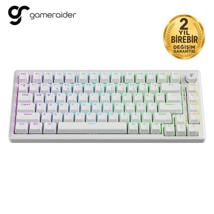 Gamerider renkli RGB mekanik oyun klavyesi, kompakt ve şık tasarım, yüksek performans ve dayanıklılı.