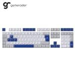 Yüksek kaliteli oyun klavyesi, mavi ve beyaz tuşlar, ergonomik tasarım, Gameraider logosu.