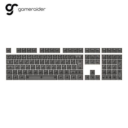 Klavyede oyun ve bilgisayar aksesuarları, siyah mekanik klavye tuşları, Gameraider logosu.