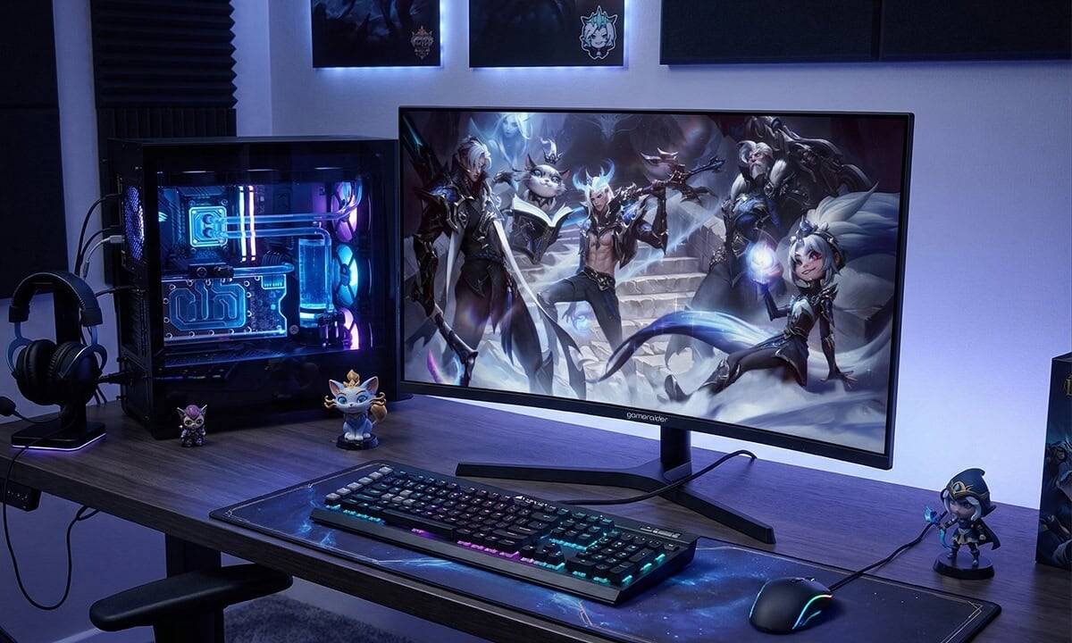 Yüksek performanslı oyun bilgisayarı ve ekipmanlarıyla donatılmış gaming stüdyosu, oyun tutkunları i.