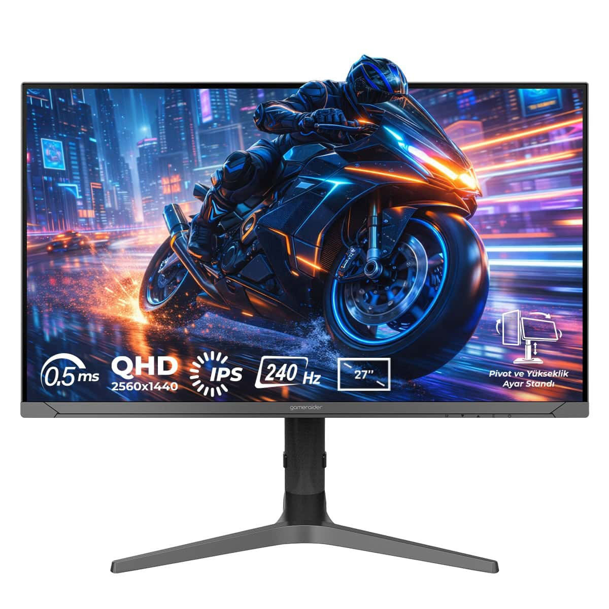 GameRaider SOBEK GR27Q24I 27 inç 240Hz 0.5ms 2K QHD Adaptive Sync IPS Pivot Gaming Monitör-1 GameRaider SOBEK GR27Q24I 27 inç 240Hz 0.5ms 2K QHD Adaptive Sync IPS Pivot Gaming Monitör - Görsel 1