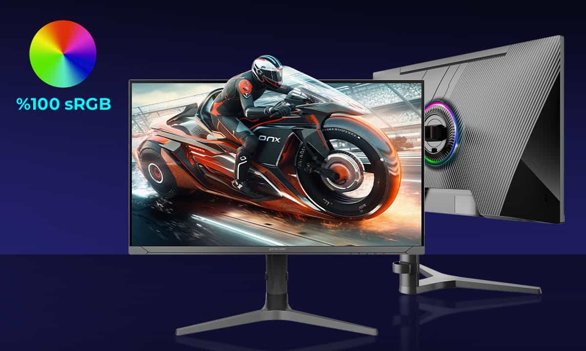 Yüksek renk doğruluğuna sahip oyun monitörü, hızlı tepki süresi ve geniş renk yelpazesi ile oyun den.