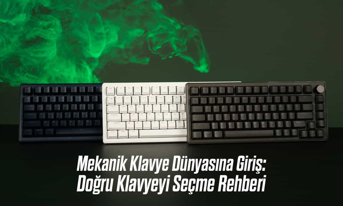 Yapay zeka destekli mekanik klavye koleksiyonu, farklı renk ve tasarımlarla oyun ve ofis kullanımı i.