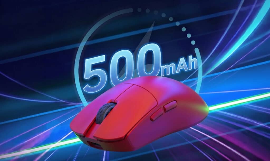GameRaider GR3S Crimson Flame oyun faresi, 500mAh batarya ile yüksek performans sağlar.